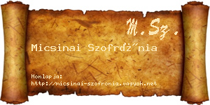 Micsinai Szofrónia névjegykártya
